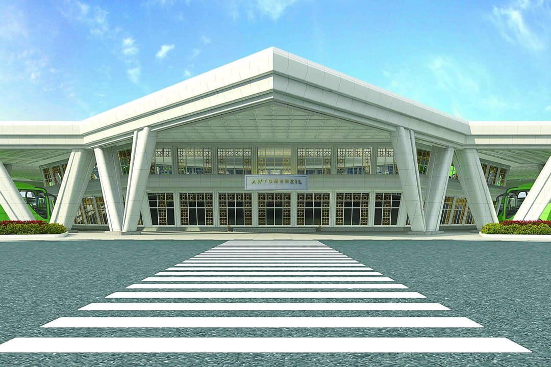 Construction of a passenger bus station is nearing completion in Turkmenabat