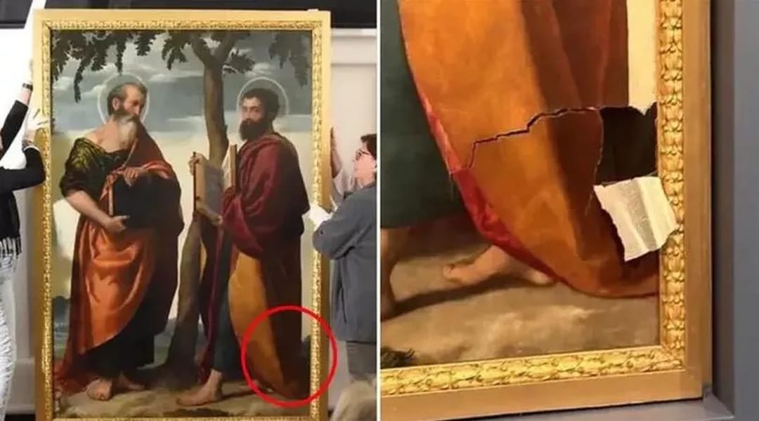 Italiýada muzeýe baran aýal büdräp, XVI asyryň nakgaşlyk eserini ýyrtdy