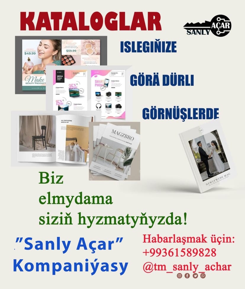 Katalog , flayer, wizitka ýasap bermek hyzmaty.