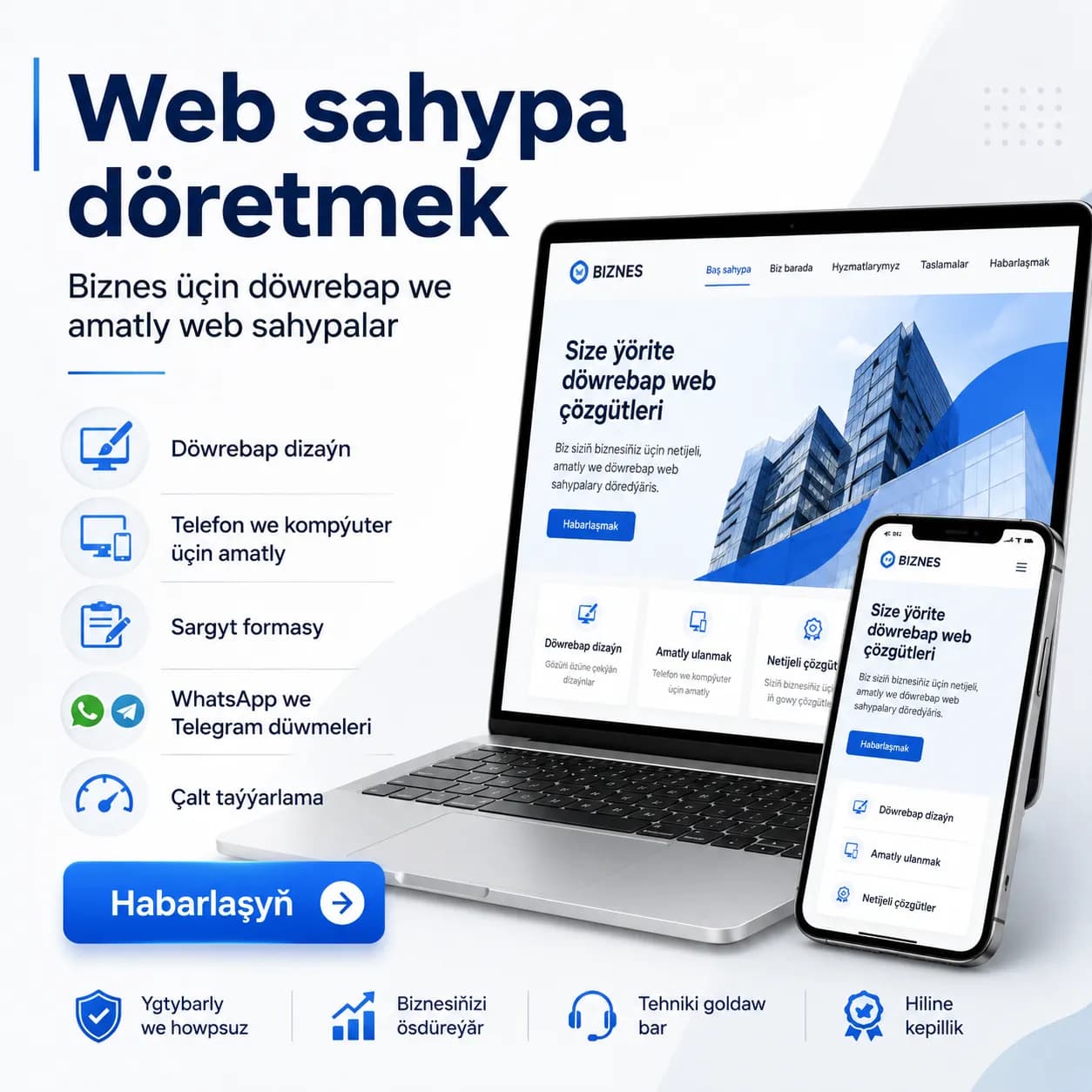 Web sahypa döretmek | Biznes üçin saýt poster