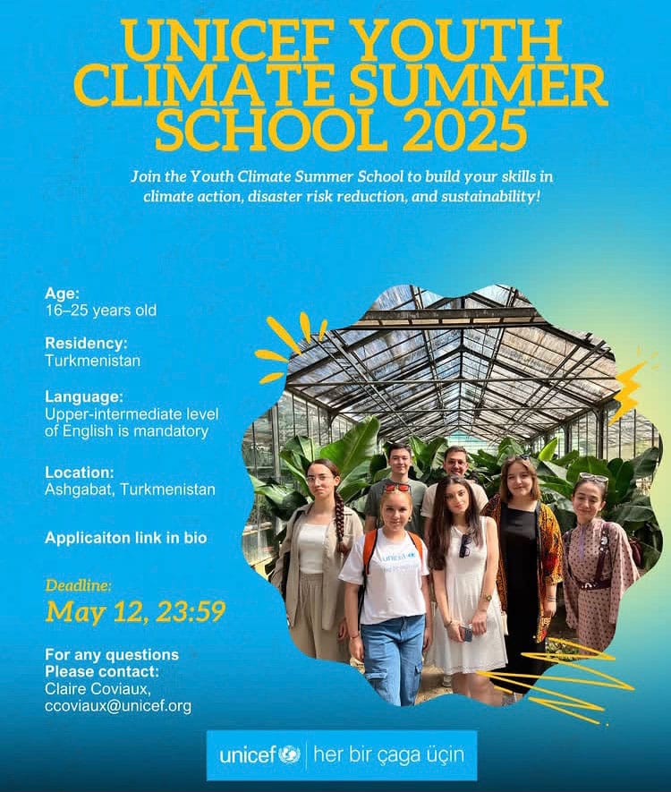 Türkmenistan'da, UNICEF yaz iklim okuluna katılacak gençler için başvurular başladı