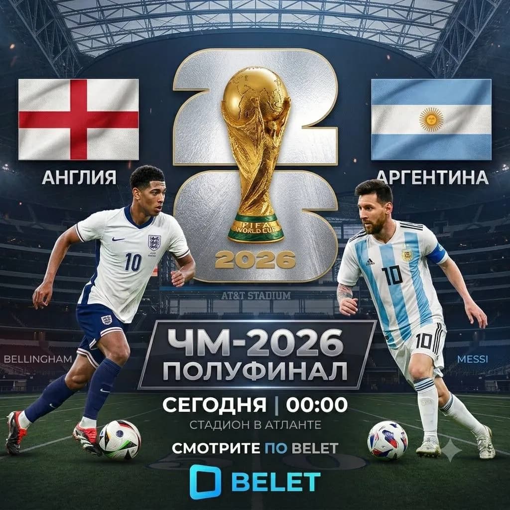 Belet 2026-njy ýylyň futbol boýunça dünýä çempionatynyň Angliýa bilen Argentinanyň arasyndaky ýarym final duşuşygyny göni ýaýlymda görkezer