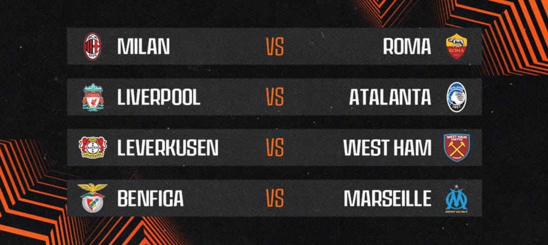 Жеребьевка 1/4 финала Лиги Европы: «Милан» – «Рома», «Аталанта» – «Ливерпуль», «Байер» – «Вест Хэм» и «Бенфика» – «Марсель»