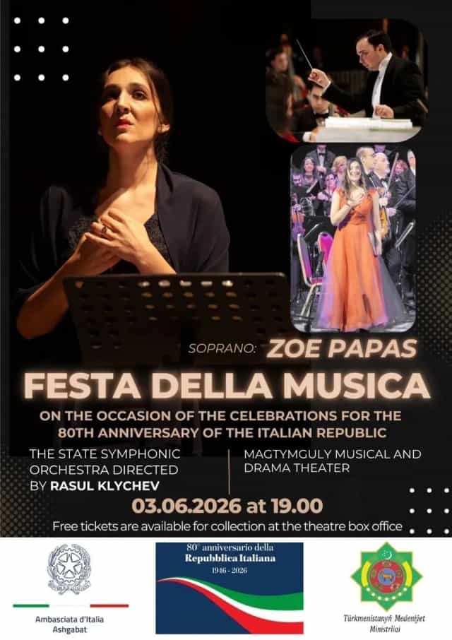 Aşgabatda Italiýa Respublikasynyň döredilmeginiň 80 ýyllygyna bagyşlanan Festa della Musica geçirilýär