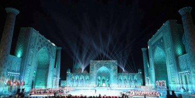 Turkmen representatives participate in a music festival in Samarkand